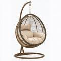 Poltrona sospesa 105 x 105 x 195 cm in rattan e metallo beige marrone per interno ed esterno