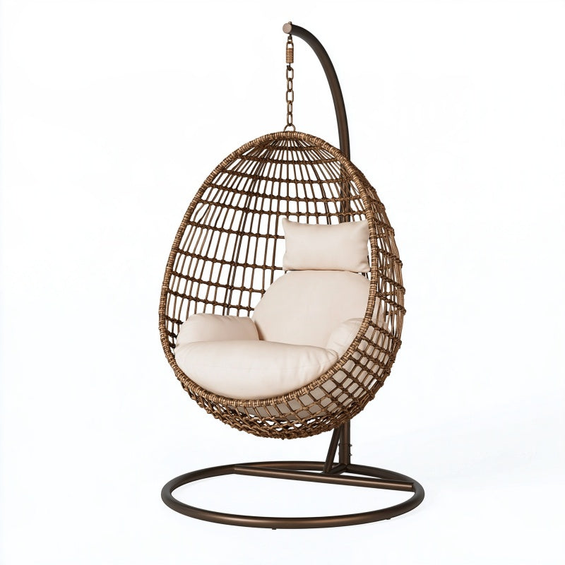 Poltrona sospesa 105 x 105 x 195 cm in rattan marrone con struttura in metallo