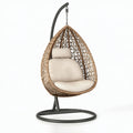Poltrona sospesa da giardino 100 x 100 x 195 cm in rattan marrone e metallo nero stile boho con base autoportante