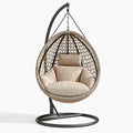 Poltrona sospesa 105 x 105 x 195 cm in fibra intrecciata beige con struttura in acciaio