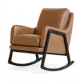 Poltrona a dondolo 75 x 95 x 100 cm in similpelle marrone con struttura nera stile moderno