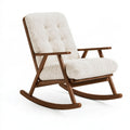 Sedia a dondolo 100 x 70 x 90 cm in legno marrone con rivestimento bianco effetto pelliccia per soggiorno