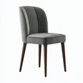 Sedia da pranzo 48 x 57 x 82 cm in similpelle grigio scuro - schienale curvo e gambe in legno