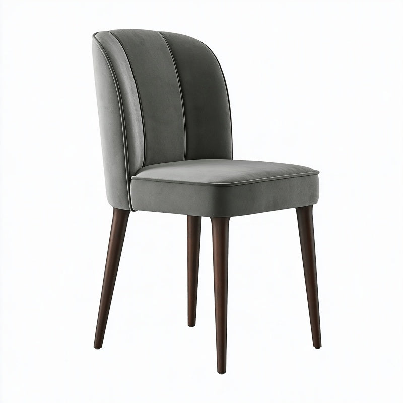 Sedia da pranzo 48 x 57 x 82 cm in similpelle grigio scuro - schienale curvo e gambe in legno