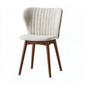 Sedia da pranzo 52 x 60 x 82 cm in tessuto beige e legno marrone - schienale imbottito a coste