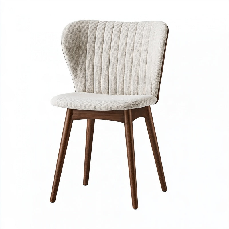 Sedia da pranzo 52 x 60 x 82 cm in tessuto beige e legno marrone - schienale imbottito a coste