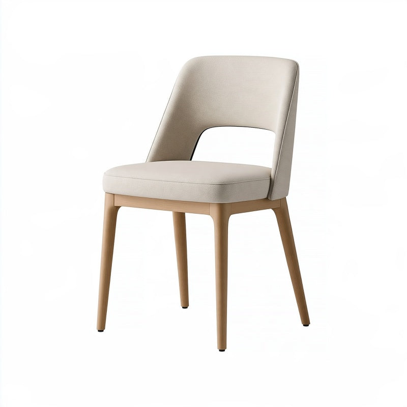 Sedia da pranzo 50 x 56 x 82 cm in tessuto beige con gambe in legno stile moderno