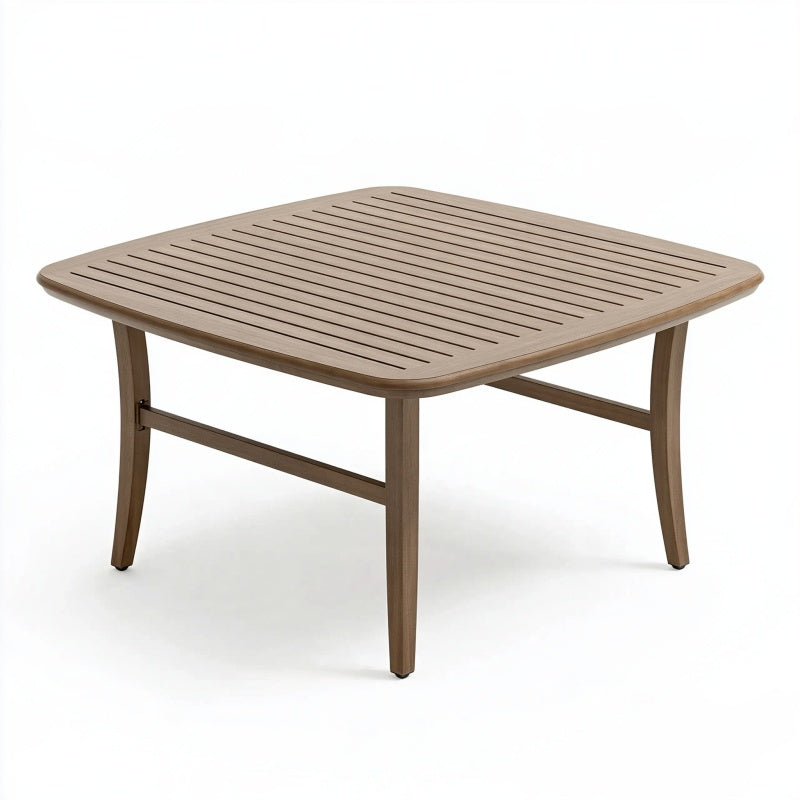 Tavolino da esterno 100 cm in legno marrone chiaro con piano a doghe