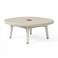 Tavolino da esterno rotondo 100 cm in metallo e intreccio sintetico beige