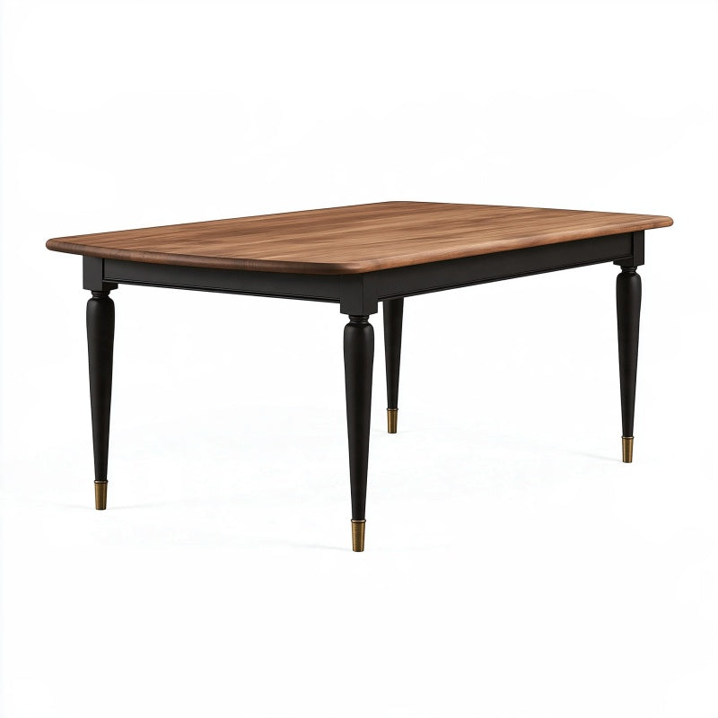 Tavolo da pranzo 160 x 90 x 76 cm in legno marrone e metallo nero stile classico