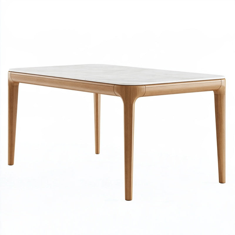 Tavolo da pranzo 160 x 90 cm in legno naturale e bianco stile moderno