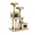 Albero tiragraffi per gatti 80 x 50 x 160 cm in legno e sisal verde e beige con cucce e piattaforme