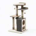 Tiragraffi per gatti 60 x 50 x 150 cm beige/grigio in sisal con cuccia e piattaforme