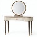 Toeletta con specchio 120 cm in legno avorio e marrone - stile moderno con cassetto